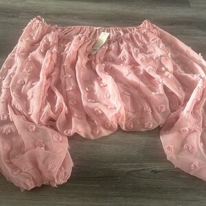 Francesca's Collections Pink Textured Blouse